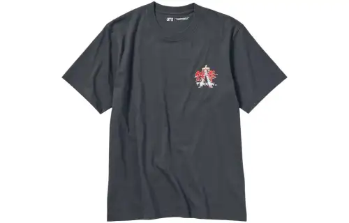 UNIQLO T Shirts Unisex Dark Gray Crew Neck Moderate