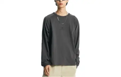 New Balance T Shirts Men's Gray Crew Neck Moderate Straight Fit
