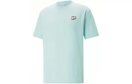 PUMA Downtown T Shirts Unisex Aqua Green Crew Neck Moderate Straight Fit