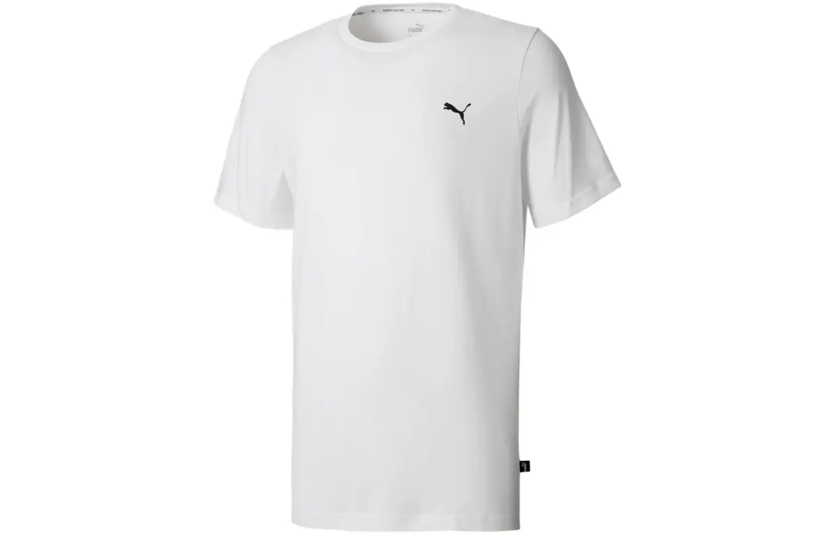 PUMA T-Shirts Men's White Crew Neck Moderate Straight Fit