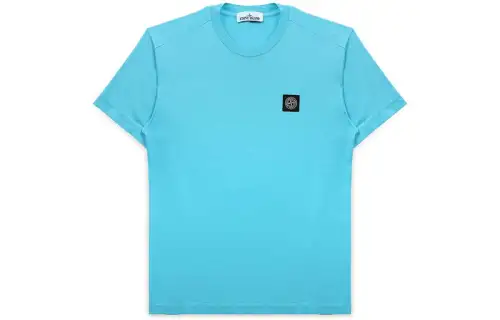 STONE ISLAND T Shirts Men's Turquoise Crew Neck Moderate Straight Fit