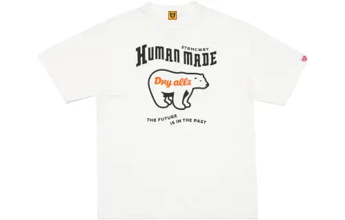 HUMAN MADE SS23 military style series polar bear lettering printed round neck short-sleeved T-shirt, same style for men and women