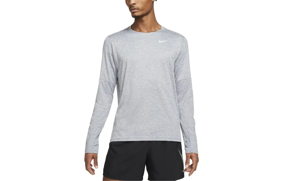 Nike T-Shirts Men's Gray Crew Neck Moderate Straight Fit