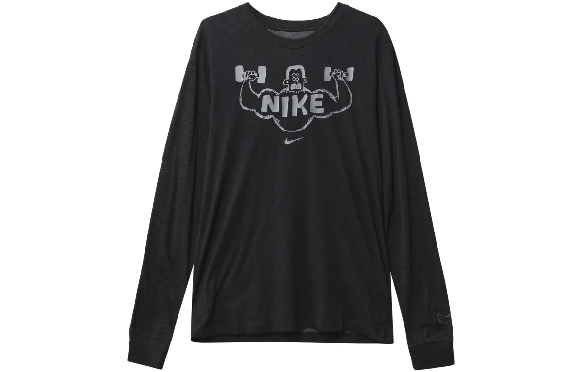 Nike T-Shirts Men's Black Crew Neck Moderate Straight Fit