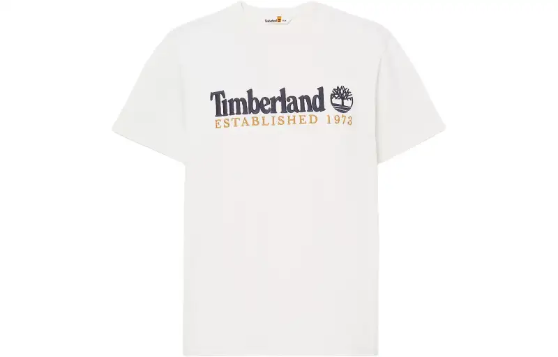 Timberland T Shirts Men's White Crew Neck Moderate Straight Fit