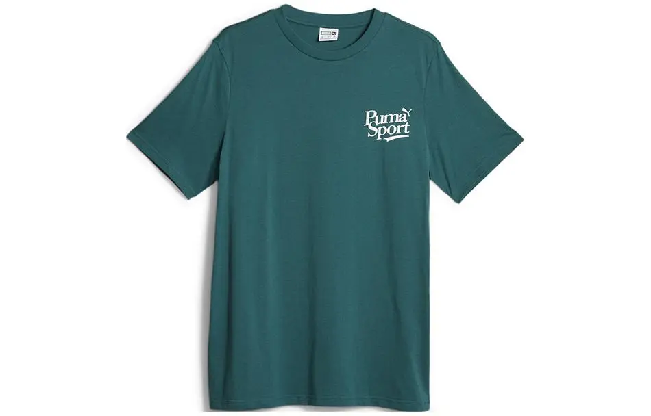 PUMA T-Shirts Men's Green Crew Neck Moderate