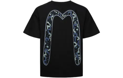 EVISU T Shirts Men's Black Crew Neck Moderate Straight Fit
