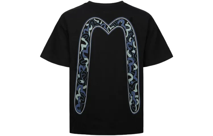 EVISU T Shirts Men's Black Crew Neck Moderate Straight Fit
