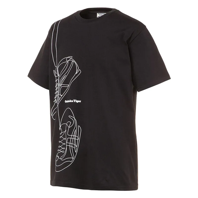 Onitsuka Tiger T-Shirts Unisex Black Crew Neck Moderate Straight Fit