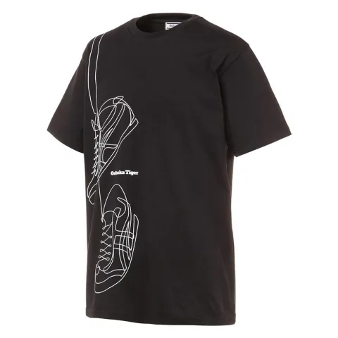 Onitsuka Tiger T-Shirts Unisex Black Crew Neck Moderate Straight Fit