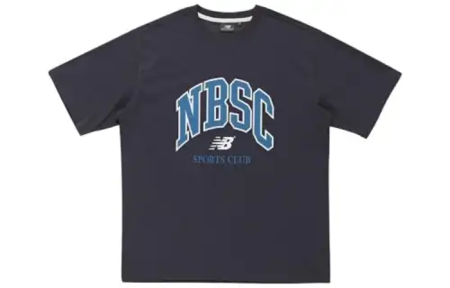 New Balance T Shirts Men's Marine Blue Crew Neck Moderate Straight Fit