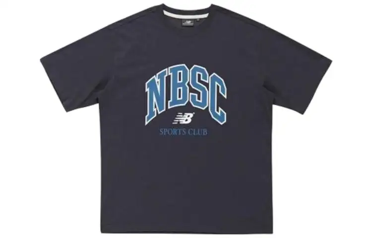 New Balance T Shirts Men's Marine Blue Crew Neck Moderate Straight Fit