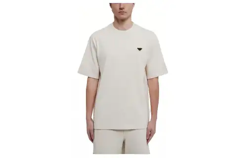 PRADA T Shirts Men's Beige Crew Neck Moderate Straight Fit