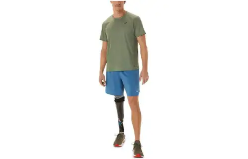 ASICS ACTIBREEZE SS T Shirts Men's Army Green Crew Neck Moderate Straight Fit