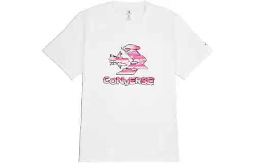 Converse T Shirts Men's White Crew Neck Moderate Straight Fit