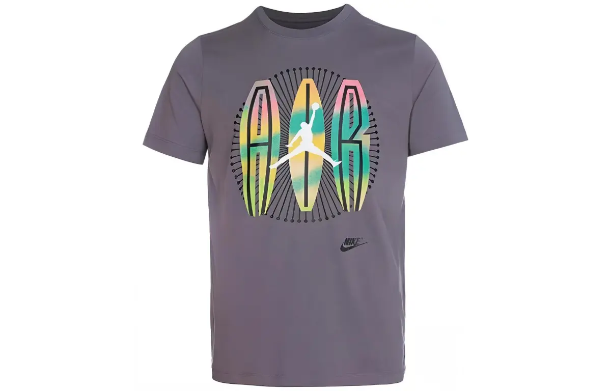 Nike T-Shirts Men's Dark Gray Crew Neck Moderate Straight Fit