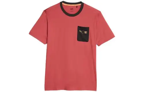 PUMA T Shirts Men's Red Crew Neck Moderate Straight Fit