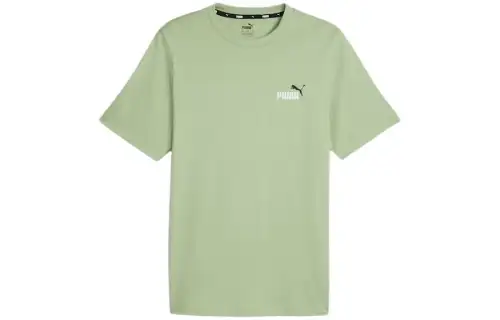 PUMA T Shirts Men's Solid Green Crew Neck Moderate Straight Fit