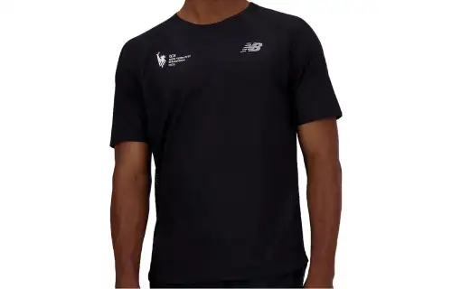 New Balance T Shirts Men's Black Crew Neck Moderate Straight Fit