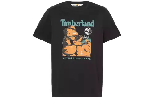 Timberland T Shirts Men's Black Crew Neck Moderate Straight Fit