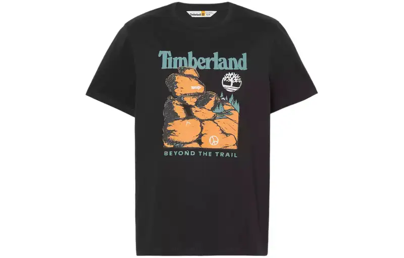 Timberland T Shirts Men's Black Crew Neck Moderate Straight Fit