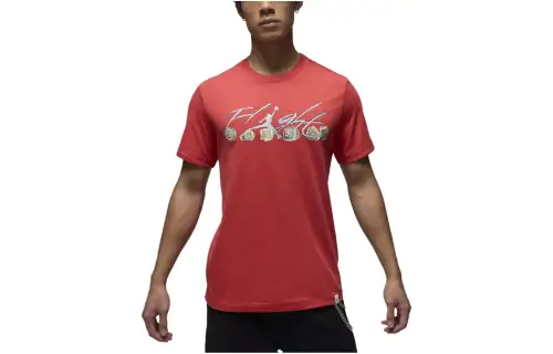 Jordan T Shirts Men's Red Crew Neck Moderate Straight Fit