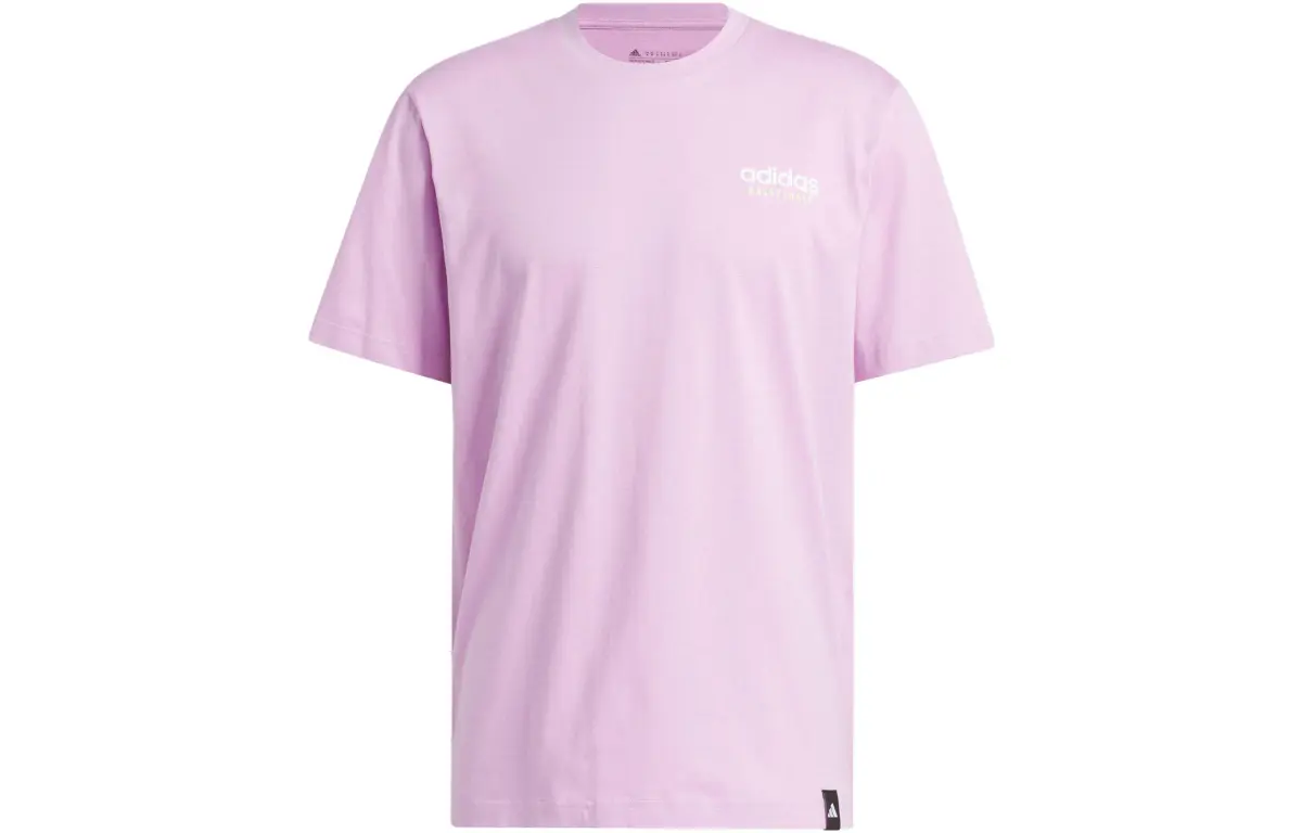 Adidas T-Shirts Men's Pink Crew Neck Moderate Straight Fit