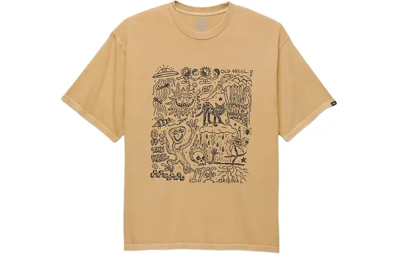 Vans Skool Doodle T Shirt T Shirt Men's Khaki