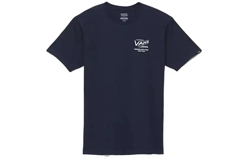 Vans T Shirts Unisex Blue Crew Neck Moderate Straight Fit