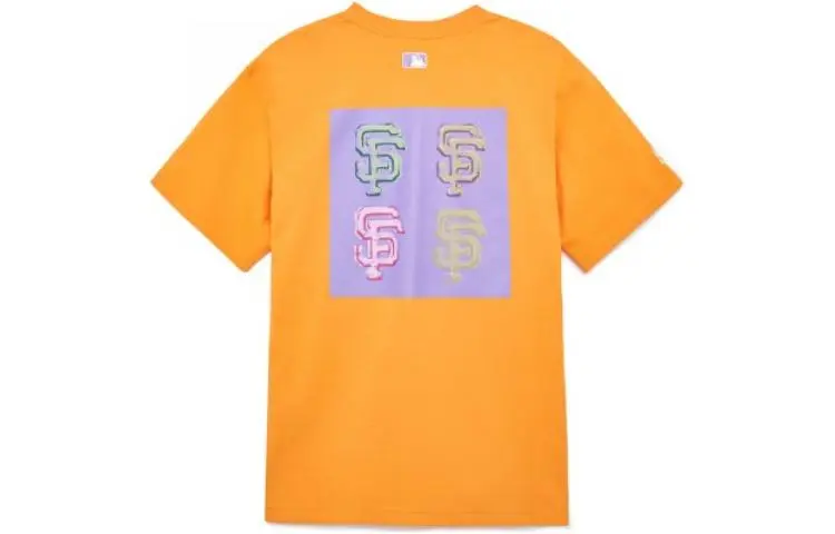 MLB T-Shirts Unisex Orange Crew Neck Moderate Straight Fit