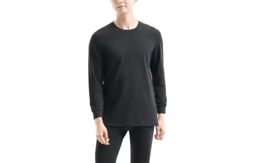 UNIQLO T Shirts Men's Black Crew Neck Moderate Straight Fit