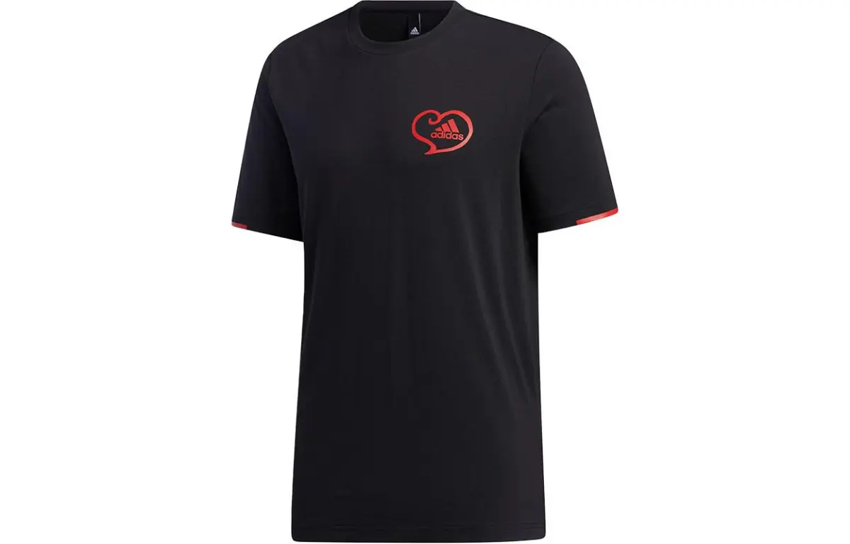 Adidas T-Shirts Men's Black Crew Neck Moderate Straight Fit