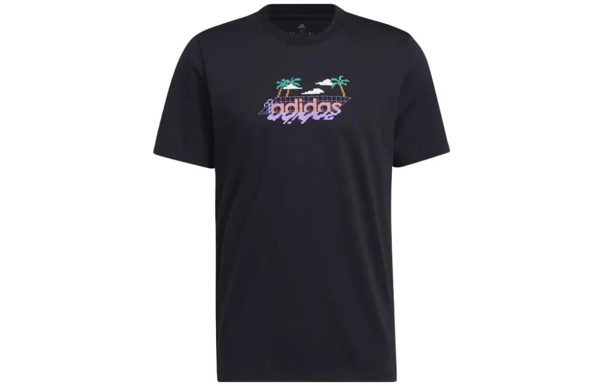 Adidas T-Shirts Men's Black Crew Neck Moderate Straight Fit