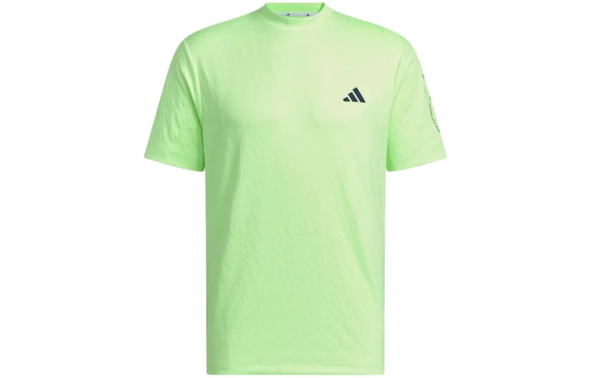 Adidas T-Shirts Men's Green Crew Neck Moderate Straight Fit