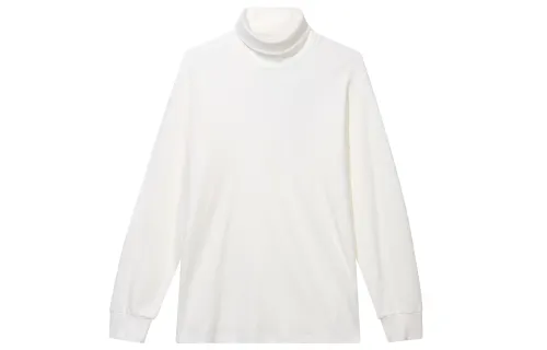 UNIQLO T Shirts Men's White Turtleneck Moderate Straight Fit