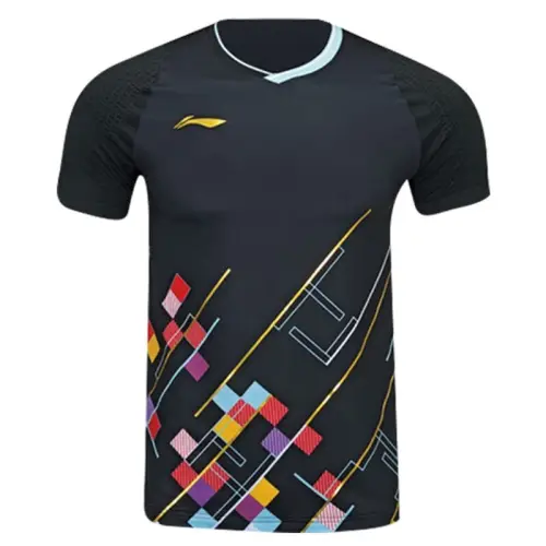 Li Ning T Shirts Men's Black V Neck Moderate Straight Fit