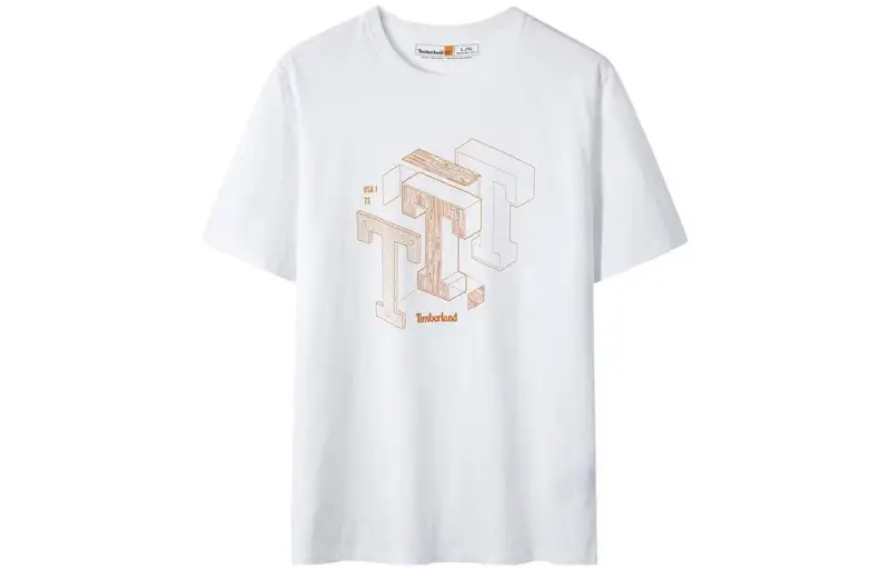 Timberland T Shirts Men's White Crew Neck Moderate Straight Fit