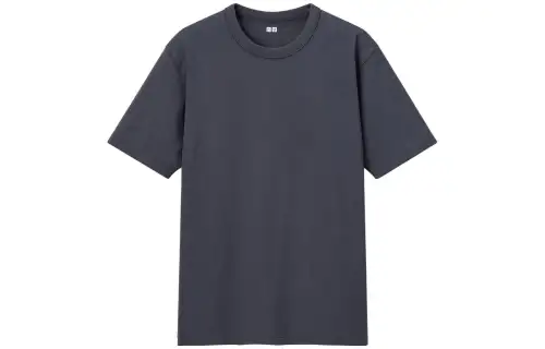 UNIQLO T Shirts Unisex Asphalt Gray Crew Neck Moderate Straight Fit