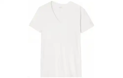 UNIQLO T Shirts Men's White V Neck Moderate Straight Fit