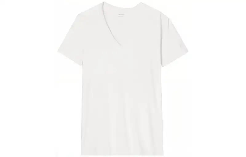 UNIQLO T Shirts Men's White V Neck Moderate Straight Fit