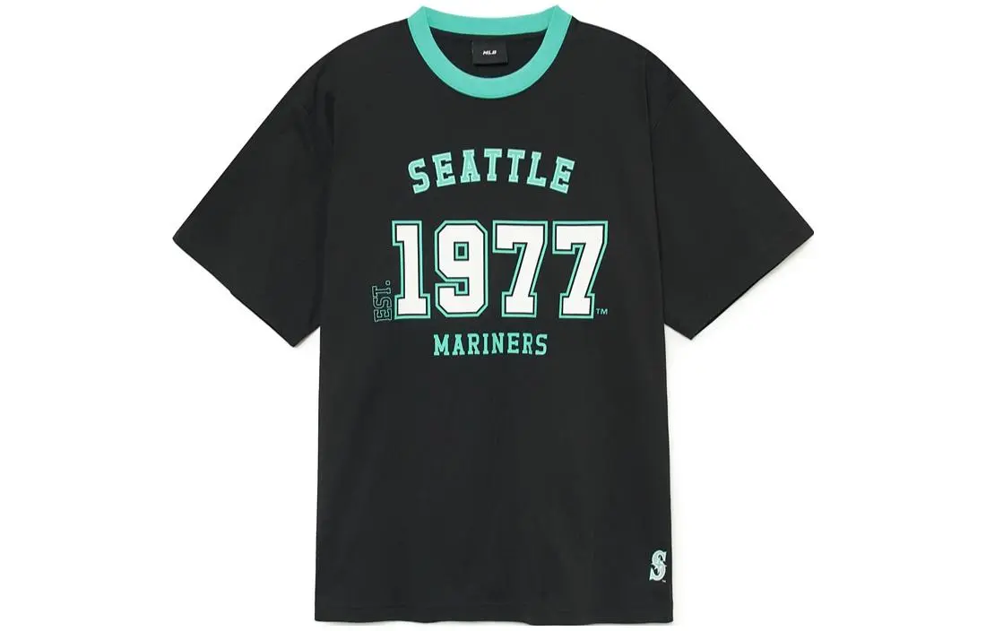 MLB T-Shirts Unisex Black Crew Neck Moderate Straight Fit