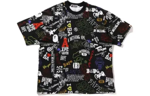 A BATHING APE Hand Draw Pattern Relaxed Fit Tee T Shirt Men's