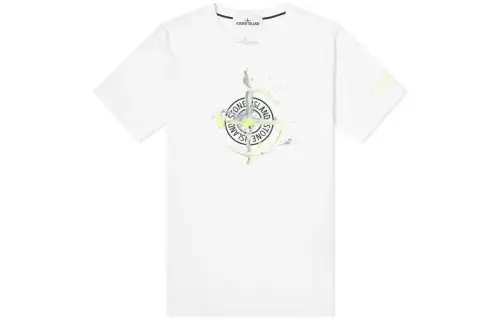 STONE ISLAND T Shirts Men's White Crew Neck Moderate Straight Fit