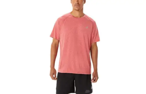 Asics Ready Set Lyte Short Sleeve T Shirt Men's Classic Red Heather