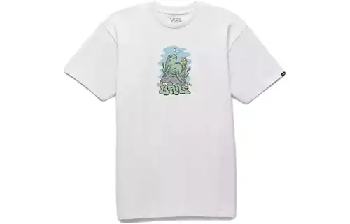 Vans Groggy Froggy T Shirts Men's White Crew Neck Moderate Straight Fit