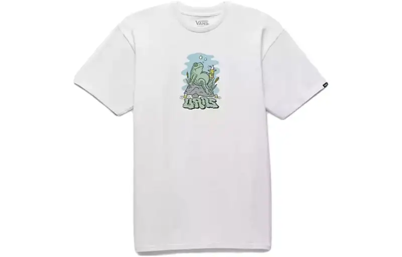 Vans Groggy Froggy T Shirts Men's White Crew Neck Moderate Straight Fit