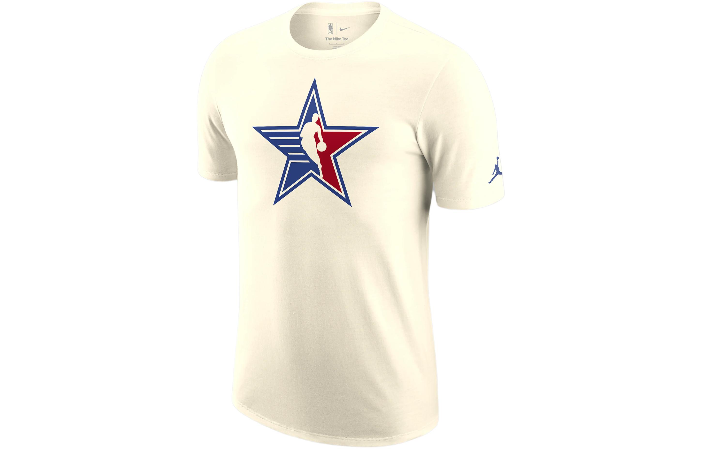 Nike SS24 NBA All-Star Series commemorative short-sleeved T-shirt with logo printed on the chest, men's light ivory
