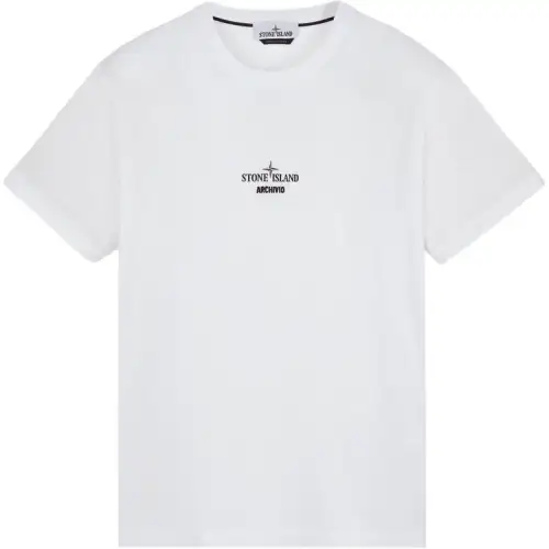 STONE ISLAND T Shirts Men's White Crew Neck Moderate Straight Fit