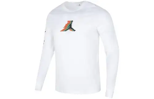 Jordan T Shirts Men's White Crew Neck Moderate Straight Fit