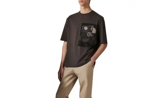 HERMES T Shirts Men's Crew Neck Moderate Straight Fit